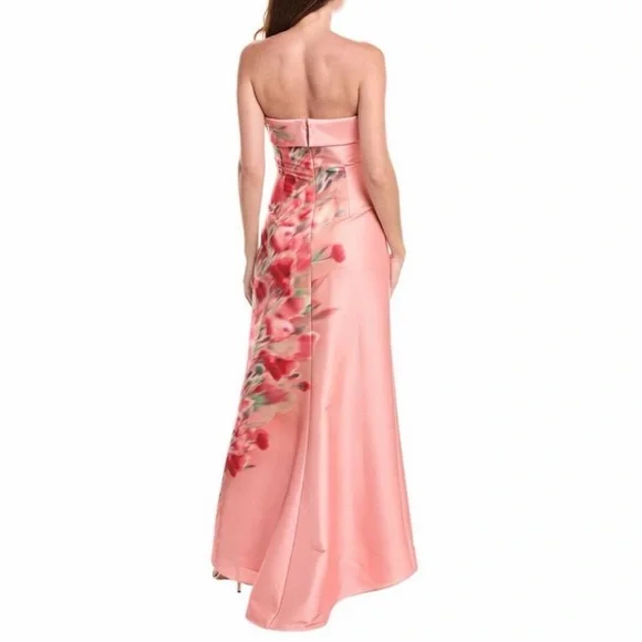 Badgley Mischka Strapless Pink Floral Dress - Picture 2 of 2